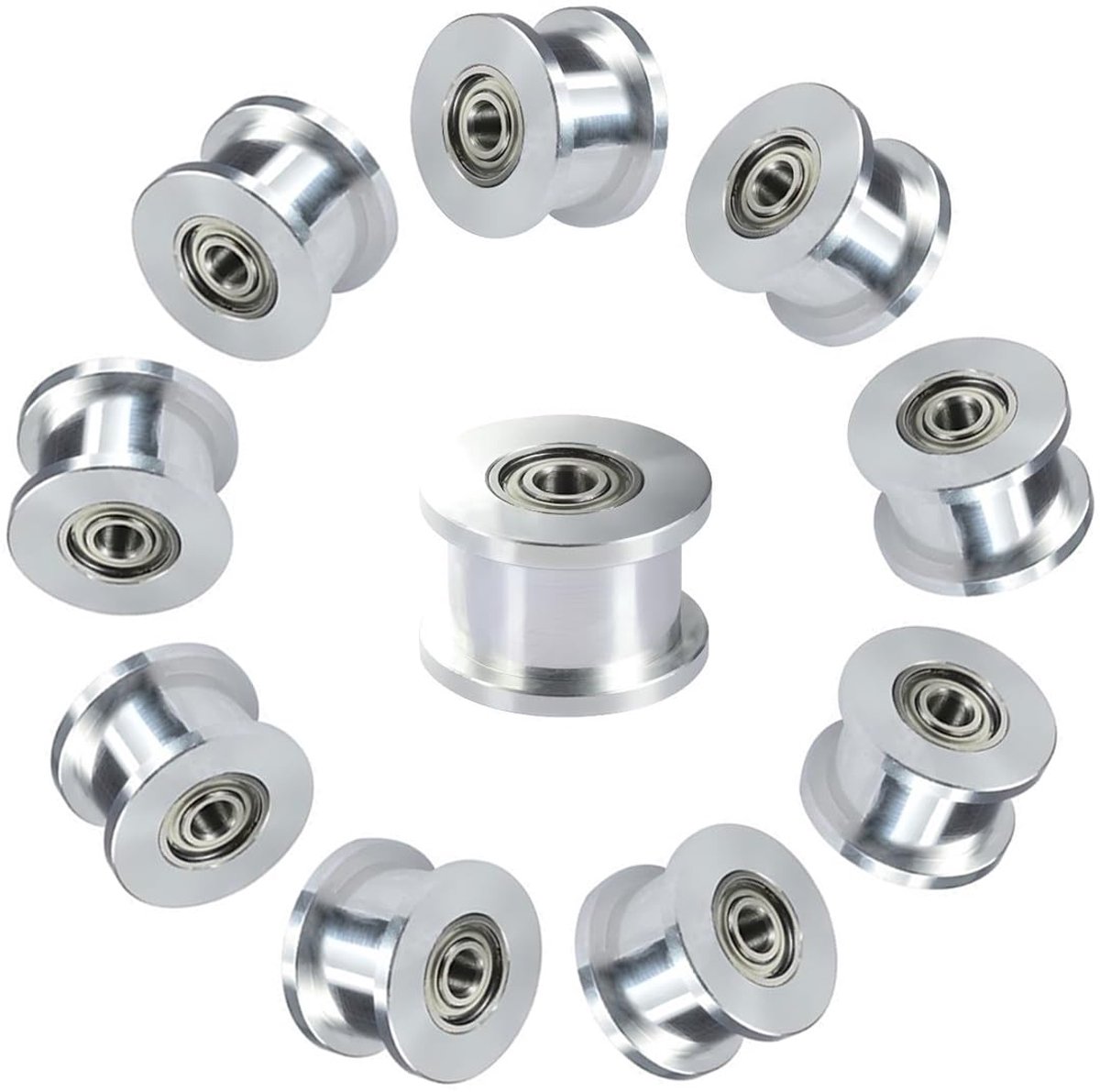 Spanrol 20T Gladde,Boring 3 mm,Breedte 6 mm,GT2 Idler Pulley 20T Toothless Bore 3 mm,voor 3D Printer 6 mm Breedte GT2 Tandriem.(10 stuks)
