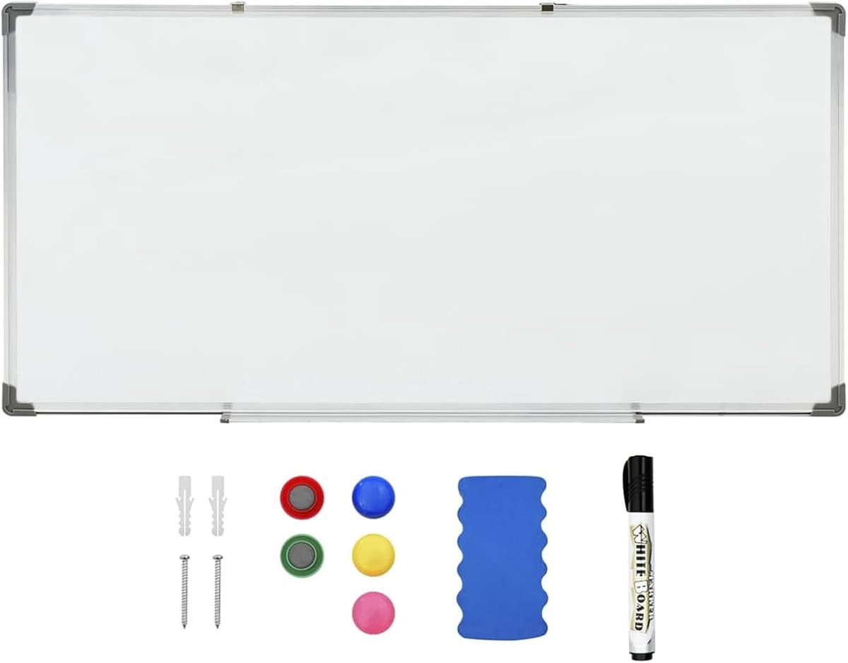 Magnetisch bord magneetbord wandbord memoboard presentatiebord schrijfbord staal wit 110x60 cm