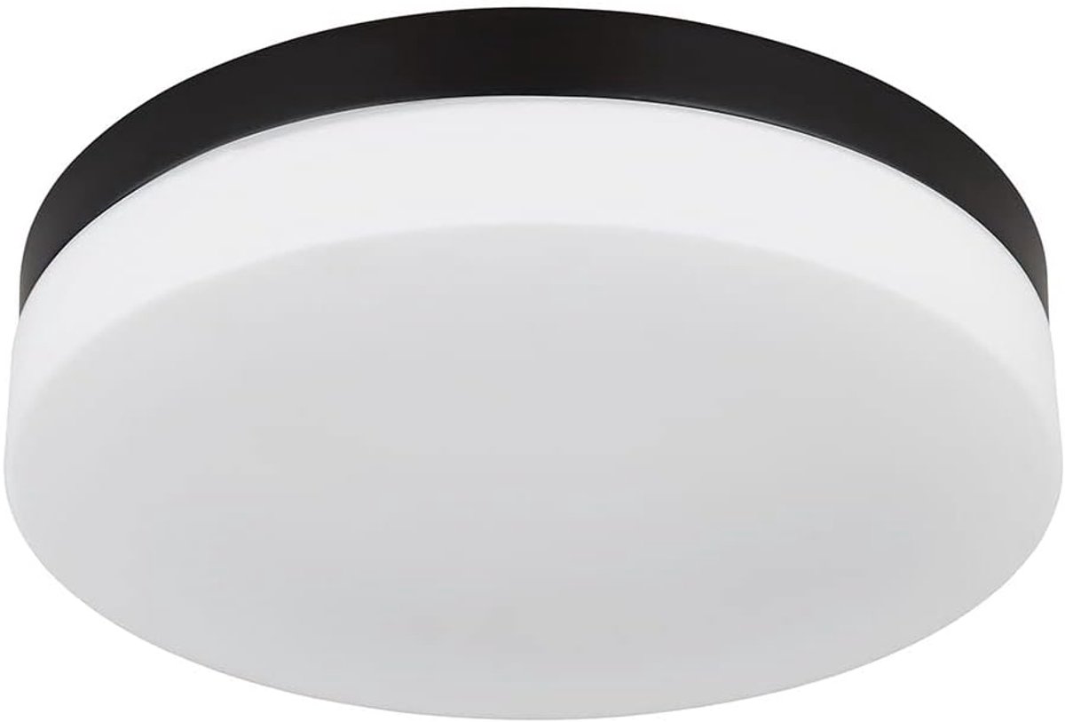 Plafondlamp - Ø 30 cm - Zwart - Wit - Aluminium - Opaalglas