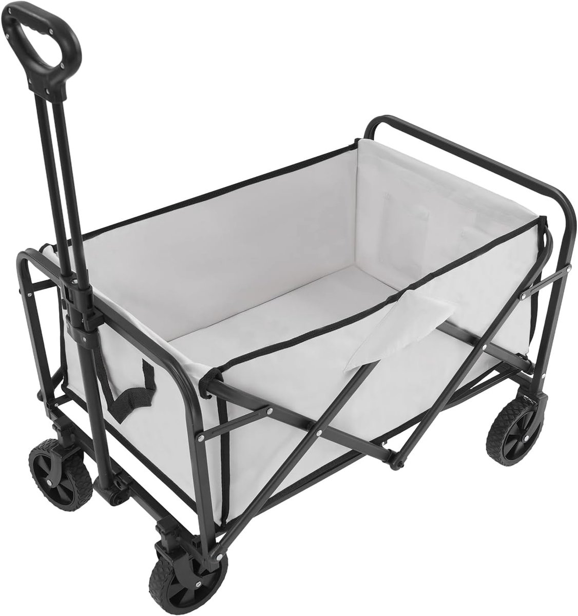 Strandwagen, belastbaar tot 90 kg, opvouwbare wagen, bolderkar op wielen, met 90° verstelbare handgreep, opvouwbare wagen, picknicktransporter, handwagen voor sport, camping, grijs