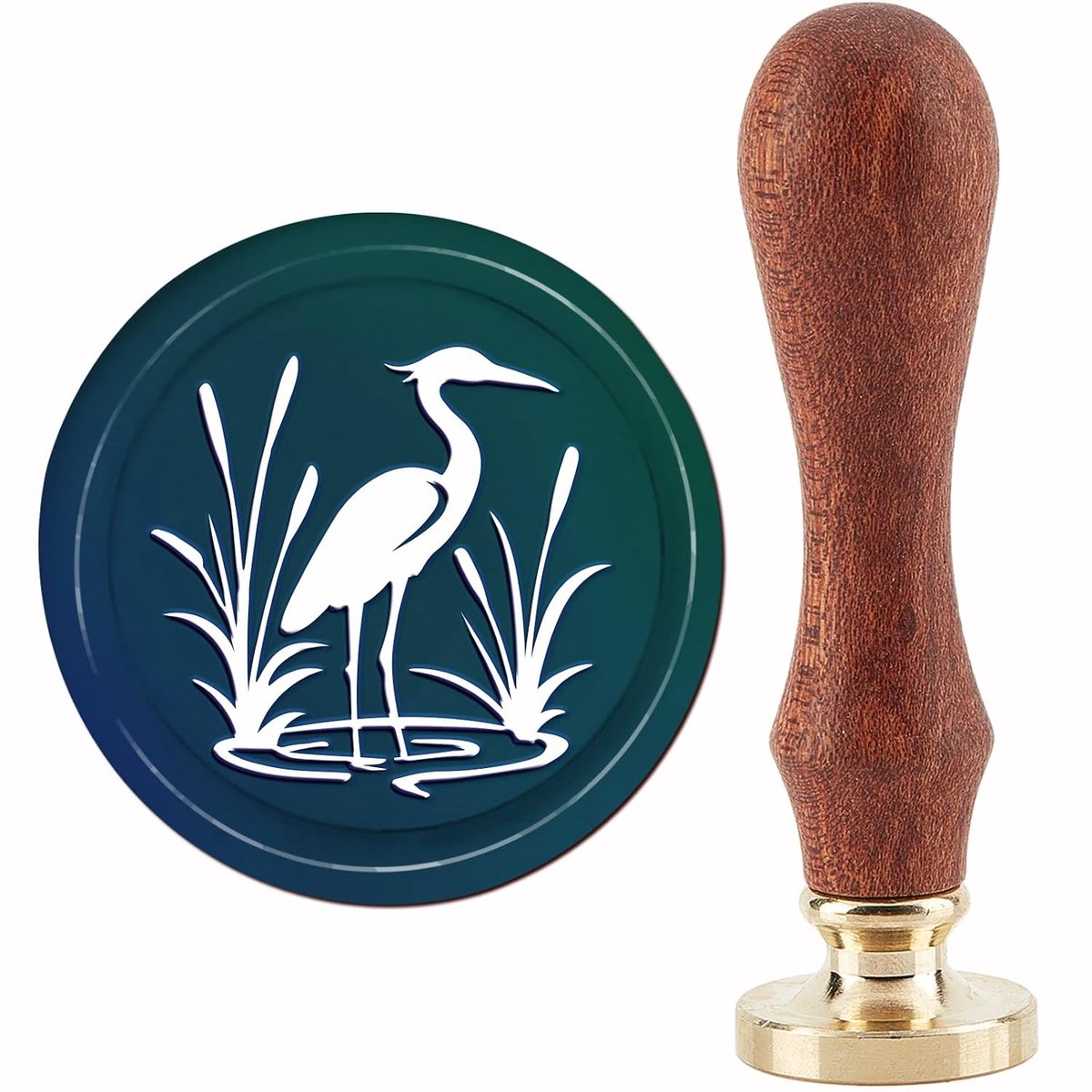Heron Wax Seal Stempel Vogel Zegellak Stempels Riet 30mm/1.18inch Verwijderbare Messing Hoofd Afdichting Stempel Met Houten Handvat voor Uitnodigingen Kaarten Gift Wrap