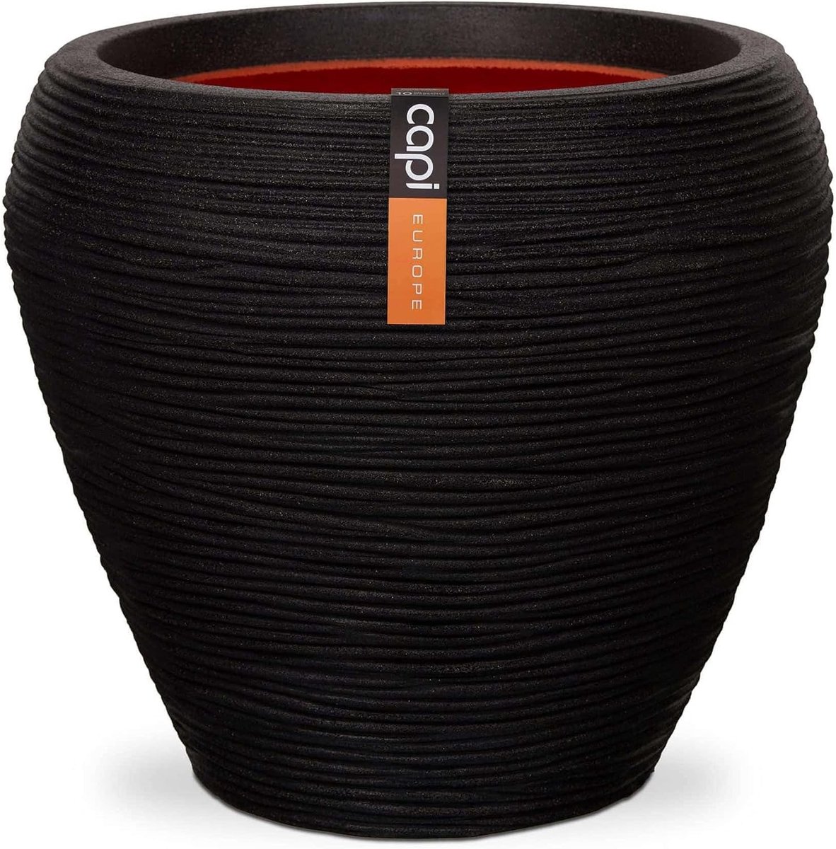 Vaas tapered round Rib NL 42x38 - Zwart - Schokbestendig - Voor binnen en buiten gebruik - SnelShoppen
