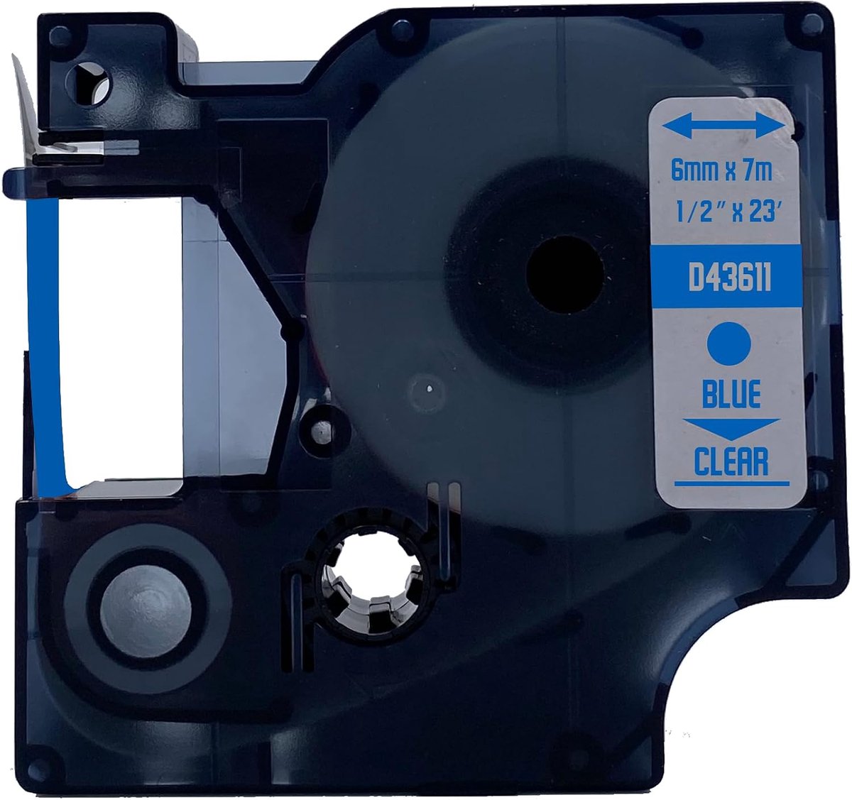 Label tape 6mm x 7m - Blauw op transparant - Geschikt voor Dymo label managers - Permanente hechting - SnelShoppen