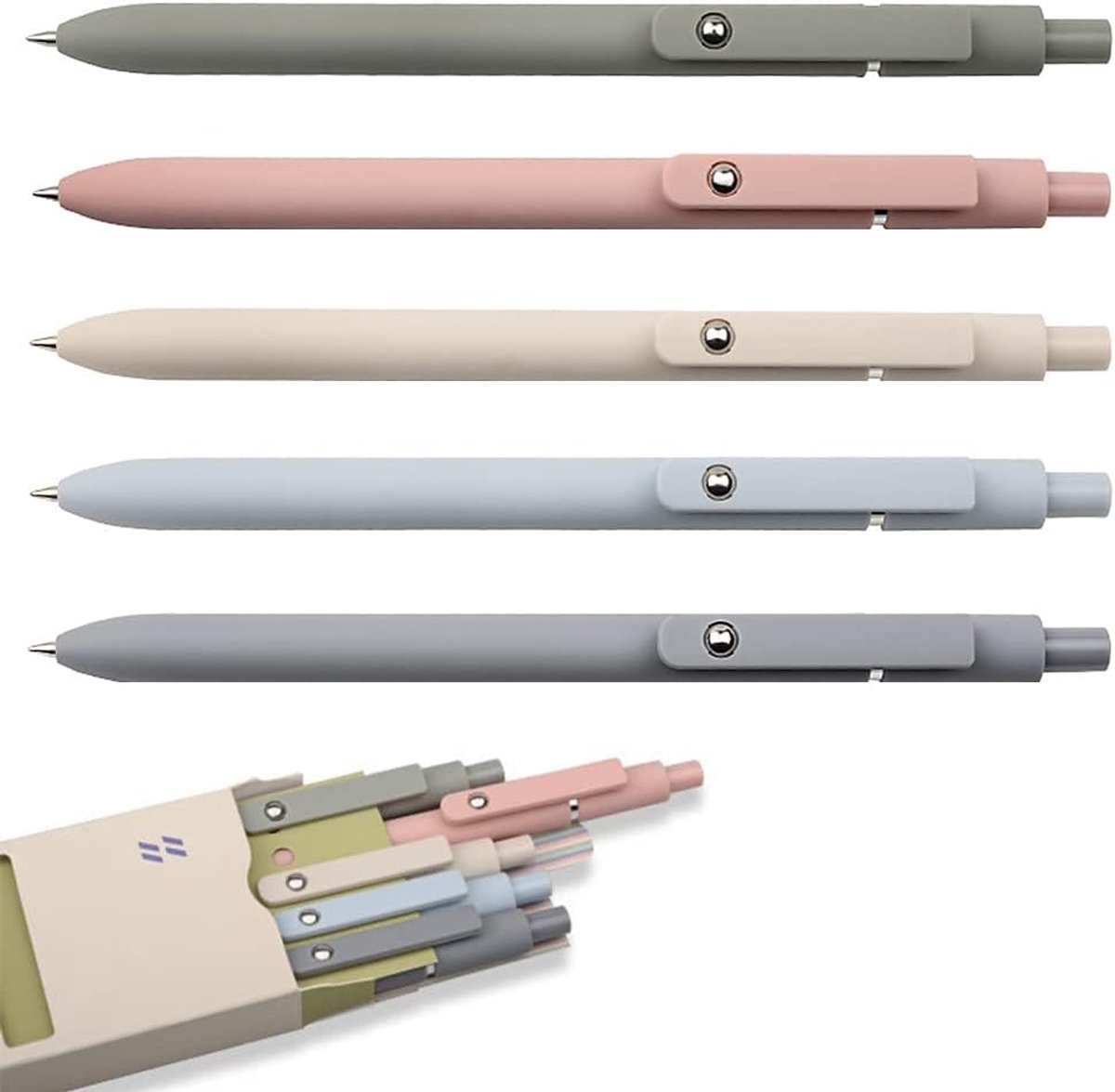 Gelpennen, 5 stuks, 0,5 mm gelpen, zwarte inkt, gelbalpen, esthetische fijne punt voor schrijven, dagboekschrijven en noteren, geschikt voor school, kantoor, thuis