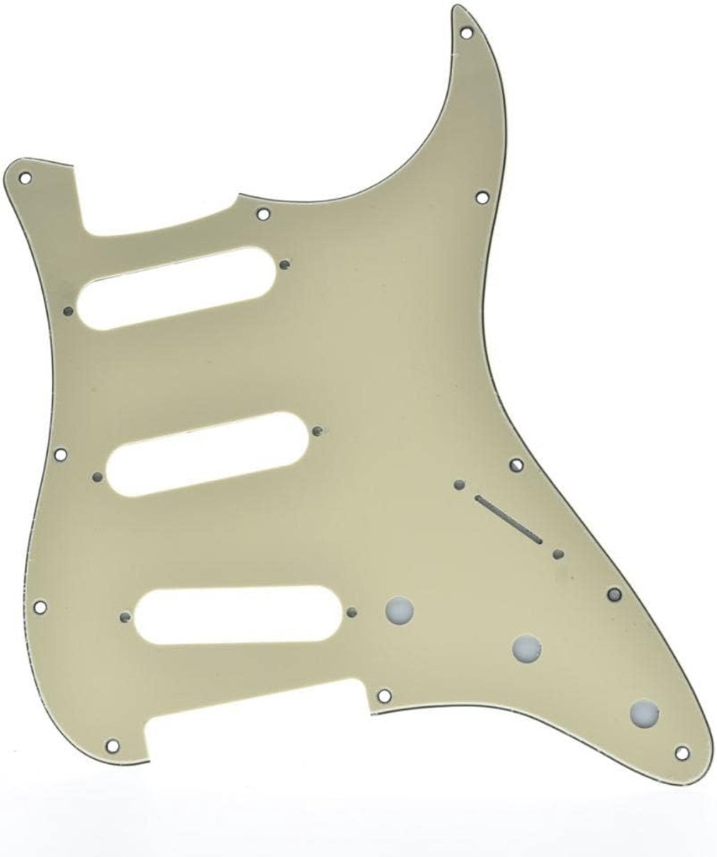 11-gats ST/Strat Style Pickguard SSS Pick Guard voor USA/Mexico Stratocaster/Strat Aged White 3-laags