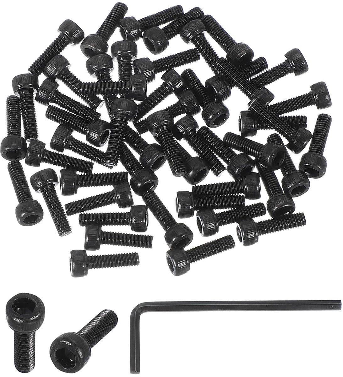 Zeskantschroeven M3 x 10 mm, 50 stuks klasse 12,9 koolstofstaal zeskantbout met sleutels, zwart