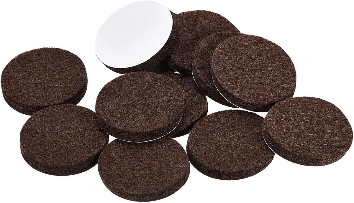 sourcing map 30 stuks vilten meubelkussens zelfklevend 32 mm diameter. 5 mm dikke stoelpoot bruin