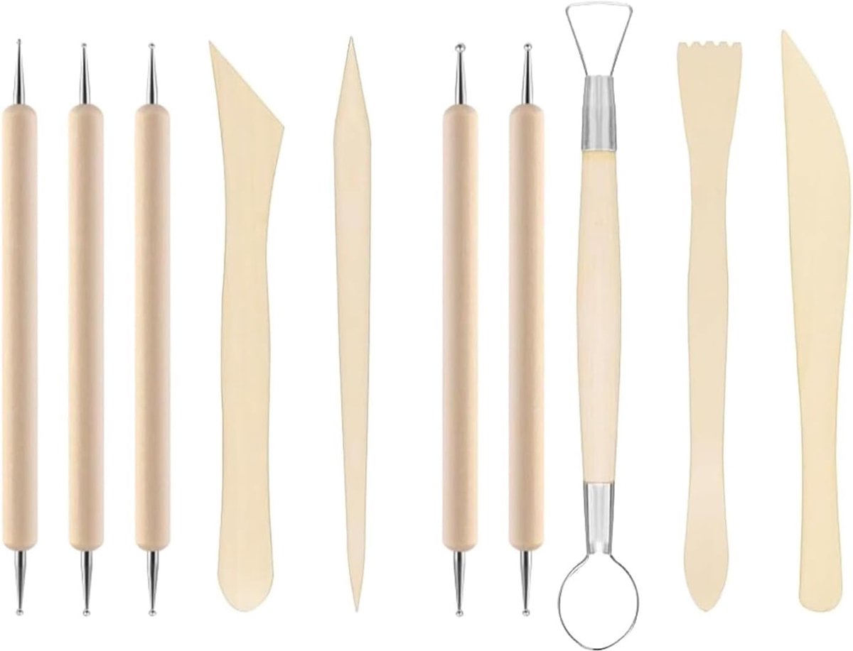 10 stuks klei modellering gereedschappen, houten professionele polymeer klei & aardewerk gereedschap kit voor beeldhouwen vormgeven & doe-het-zelf kunst ambachten