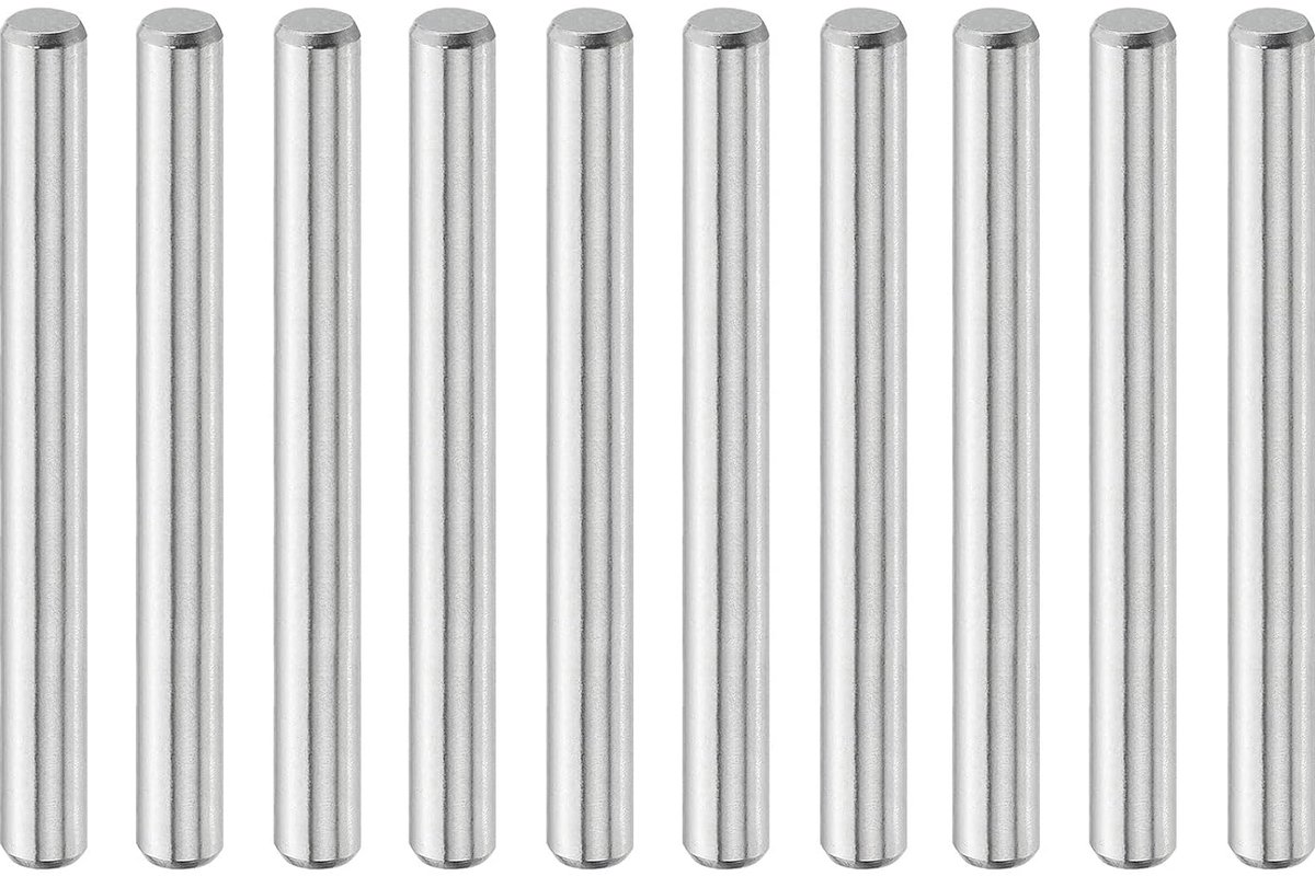 10 stuks 5 mm x 50 mm houten stiften, cilindrische pennen van 316L roestvrij staal, planksteun, staven, bevestigingen, plankelementen, zilverkleurige metalen pennen