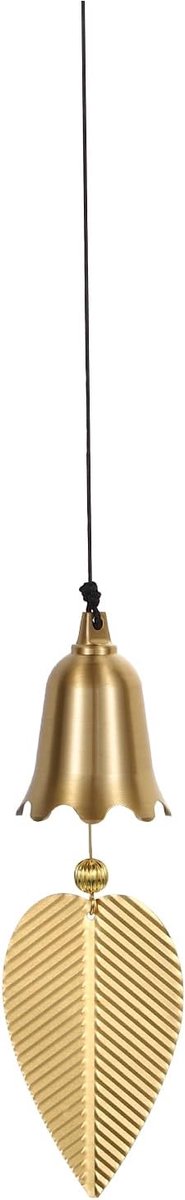 Gouden blad hangende bel 33 cm, Chinese FengShui Bell Good Luck Wind Chime voor Deurraam Woondecoratie Rijkdom en veilige hanger (oude klokvormig), goudkleurig