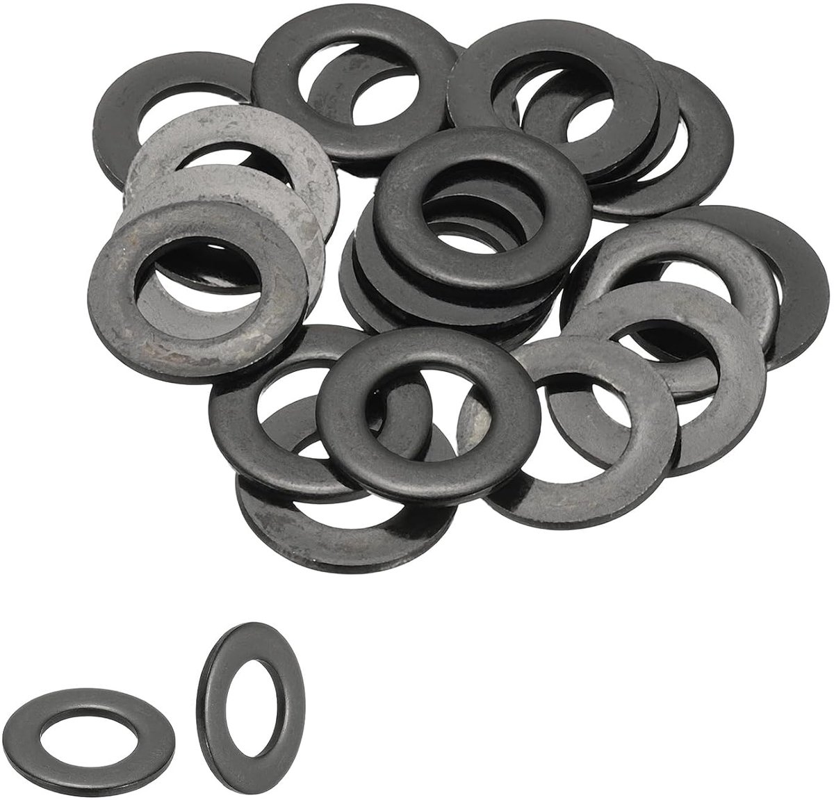 Platte sluitringen M12 1/2 inch Di x 1 inch, 20 stuks, roestvrij staal 304, metrische sluitringen, zwart geplateerd, voor schroeven en bouten, zwart