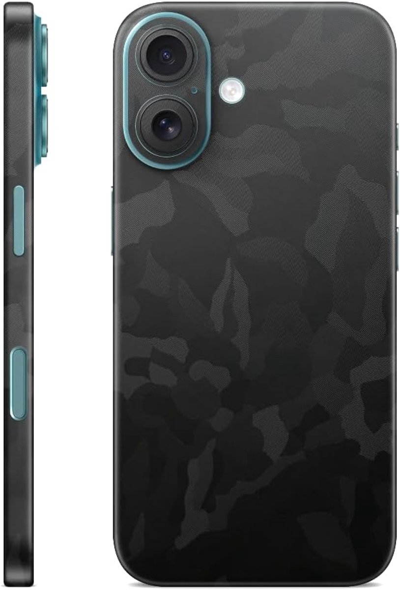 Skins compatibel met iPhone 16, beschermfolie 360° volledige dekking, superdun en duurzaam. Folien hoesje/beschermhoes (Shadow Black)