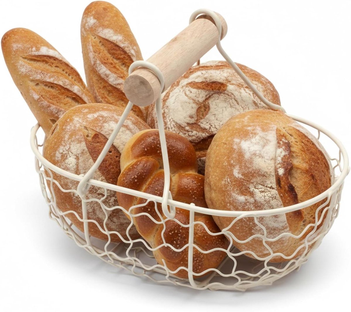 Eiermand - Eierhouder Draadmand - Eieren Verzamelen - Charmante Boerderij Stijl - 18 cm - Beige