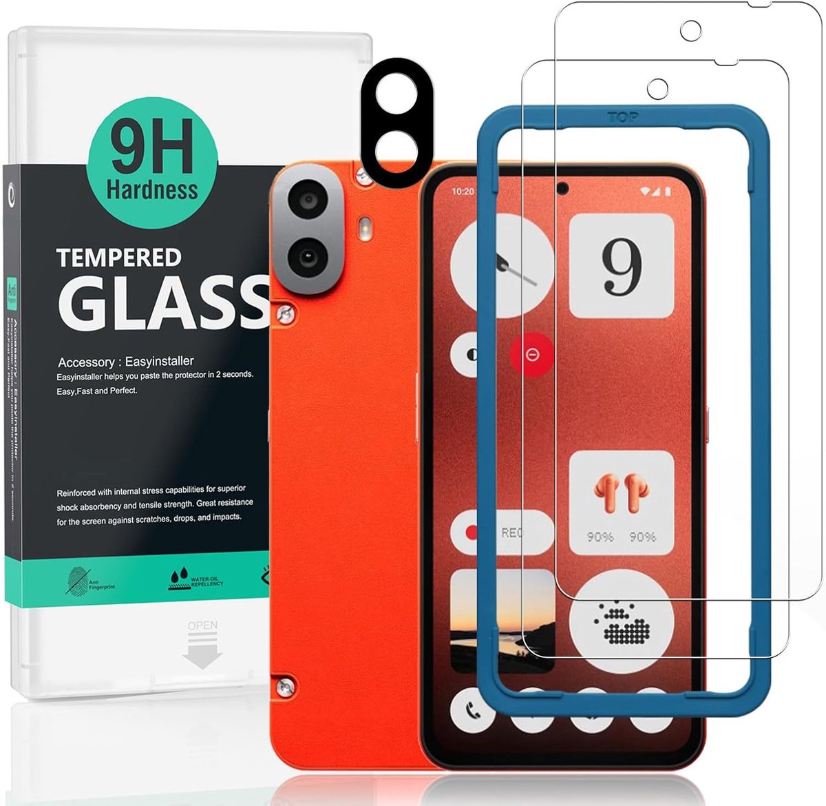 2 Pack Screen Protector voor Nothing CMF Phone 1 5G 6,67",9H hardheid gehard glas,met 1Pc Camera Lens Protector,eenvoudig te installeren
