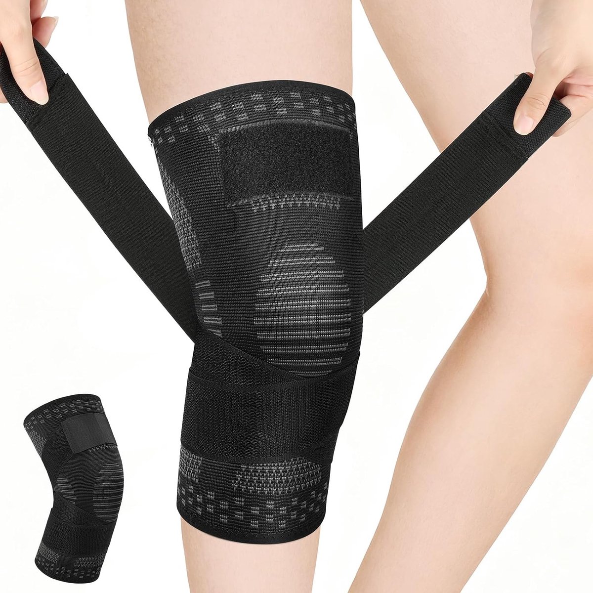 Kniebandage voor meniscus en banden, compressie-kniebandage, sport, verstelbaar, voor dames en heren, ademend en antislip, voor hardlopen, sport en artritis, M