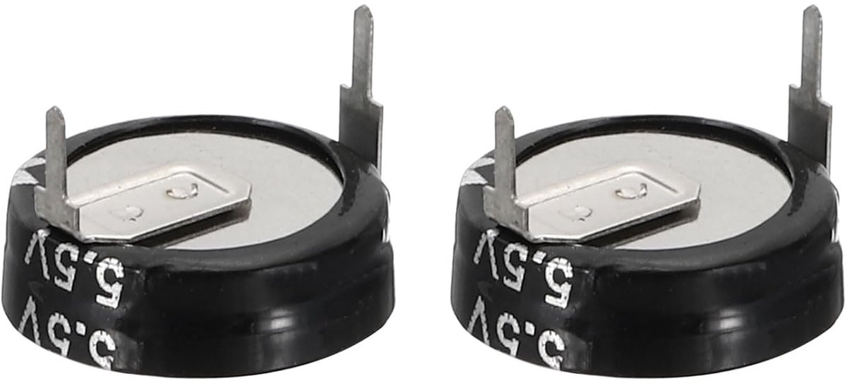 2 stuks condensatoren super 5,5 V, 0,22 F condensator, knop, H-vorm, hoog vermogen, lage weerstand, hoge uniformiteit, voor AC-motor, display, zwart