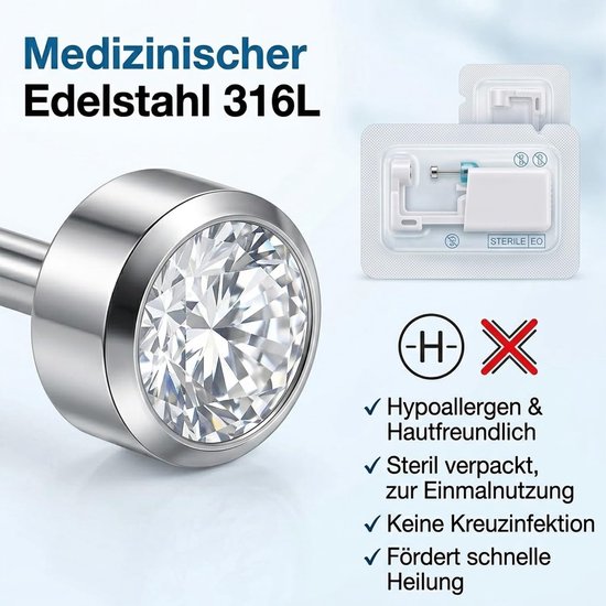 5 stuks oorpiercingpistool, wegwerp-steriele veiligheids-oorneuspiercing-pistoolkit, pijnvrij, zelfpiercing-gereedschap met oorstekers — afbeelding 4