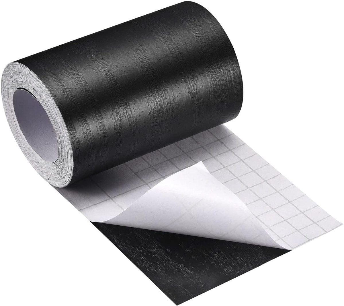 Houtkorrel linten, 12 x 4,5 m, wandpapier, zelfklevende reparatiepatch met schraper voor muur, hoek, tafel, deur, bank, meubels, huisdecoratie, zwart