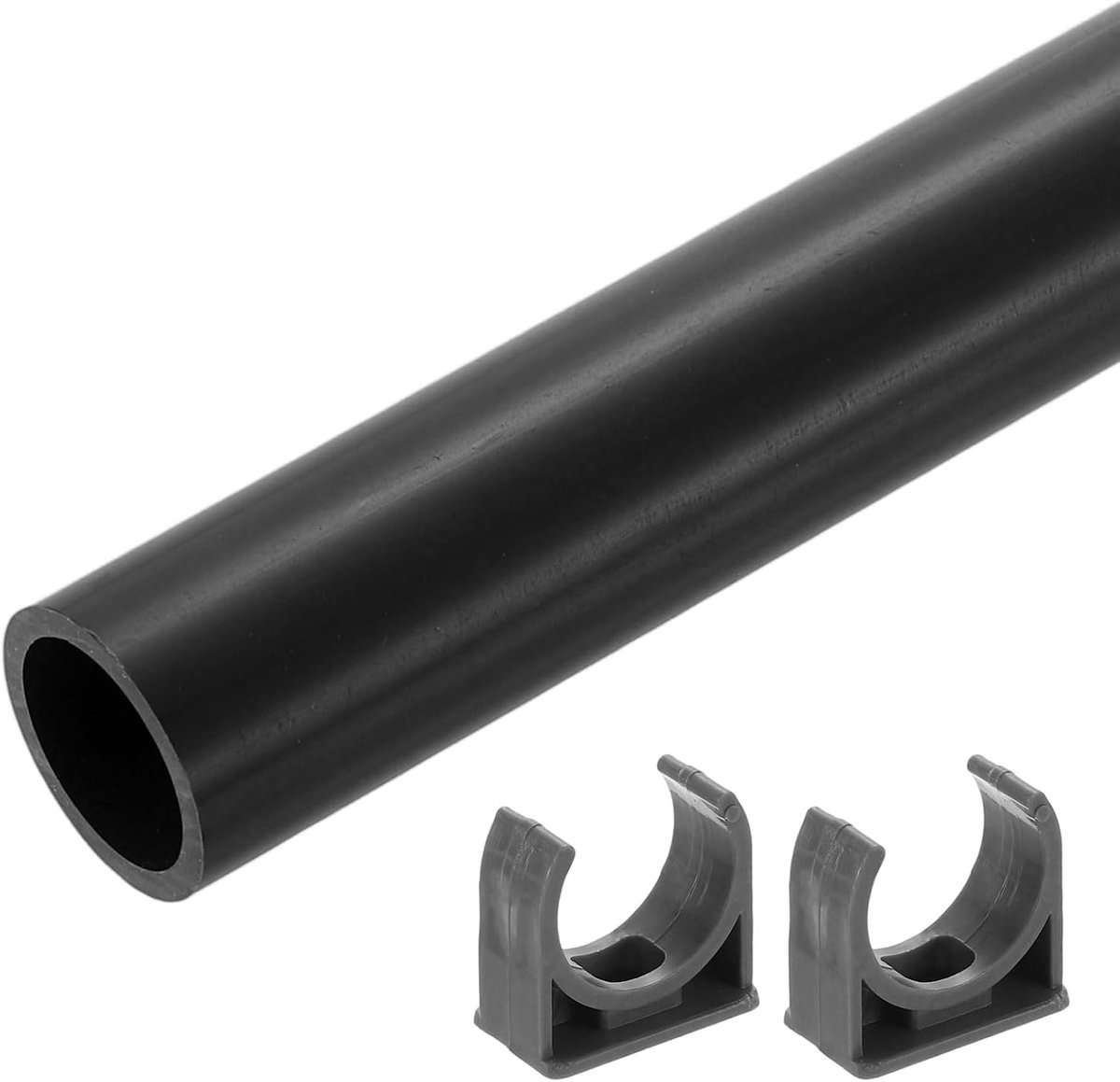 Pvc-buis, 500 mm x 21 mm x 25 mm, kunststof drukbuis, buisuiteinde, kunststof buis voor tuin, aquarium, waterleiding, kabelkanaal, ventilatiebuis, donkergrijs