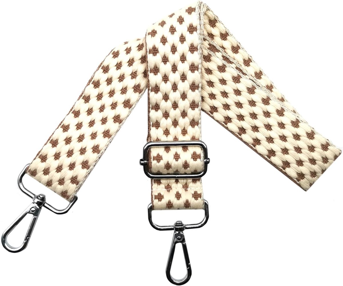 Verstelbare schouderriem voor tassen, tasriemen om te wisselen, damesdraagriem, breed 3,8 cm, met zilveren karabijnhaak, schouderriem, damestas, schoudertas, kleurrijk, O
