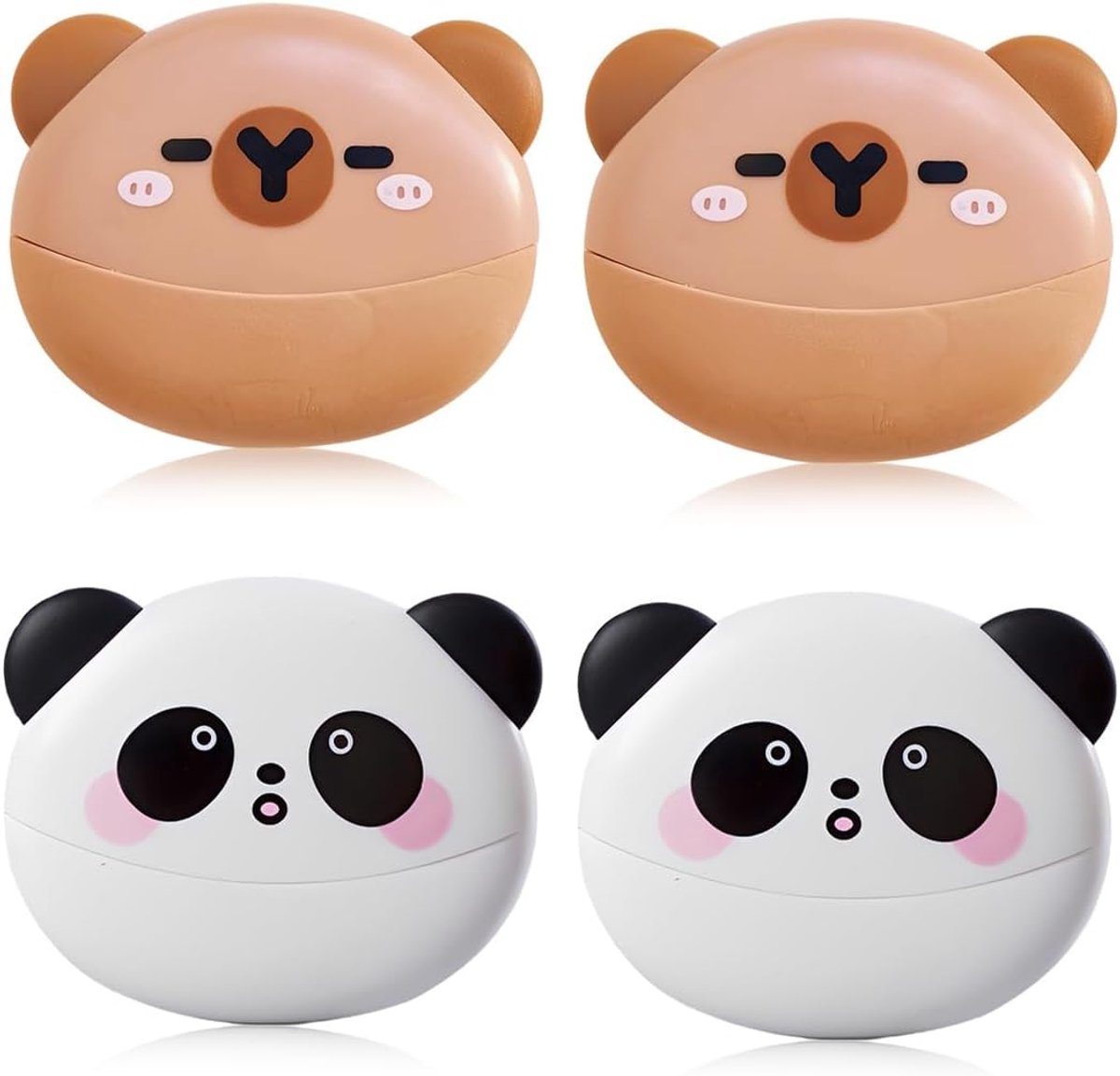 4 stuks gum, Kawaii uitwisbare gelpen pen en normale potlood-gummetjes, Dual Purpose Eraser - schattig panda & capibara-design