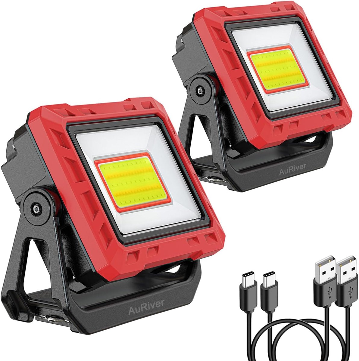 LED werklicht 2000 lumen - 2 stuks - draagbaar batterijlamp - ideaal voor garage en bouwplaats - ShopVlot