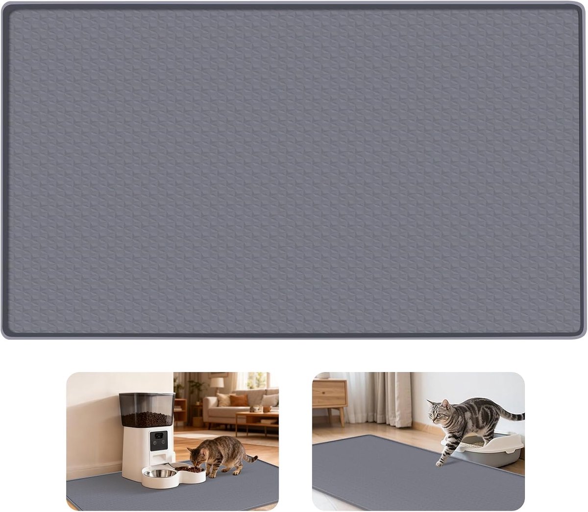 Huisdier voer mat 130 x 65 cm - silicone - antislip - vloerbescherming voor schone pootjes - ShopVlot