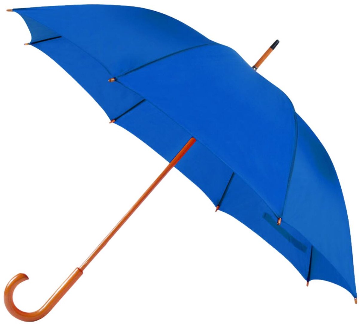 Bellatio Design Paraplu Dryfeet - blauw - dia 105 cm - 85 cm lang - 8 panels - regen - polyester/hout - Classic model