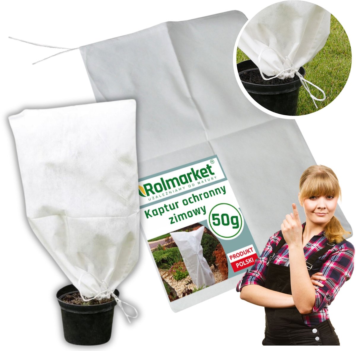Beschermhoes Planten 50x80cm Wit UV Wintergebruik met Trekkoord