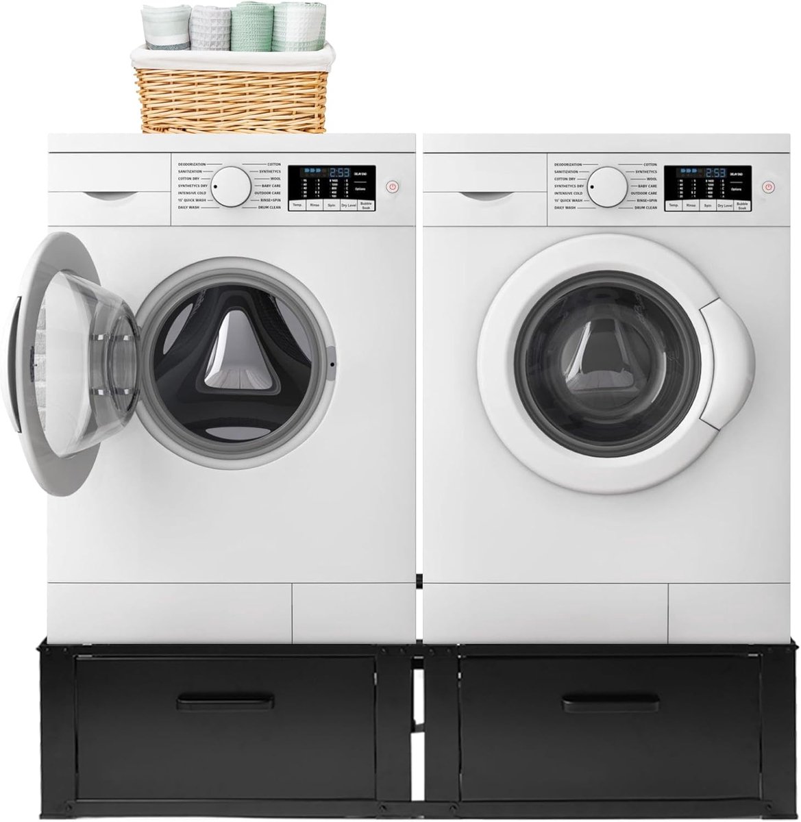 Wasmachine verhoger dubbel - Wit - Met lade - Beschermt tegen roest en stof - ShopVlot
