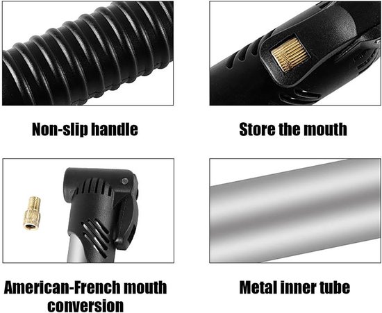 Fietsband Pomp - Lucht Pomp - Banden Oppompen - Roestvrij Staal - 20 cm - Zwart — afbeelding 5