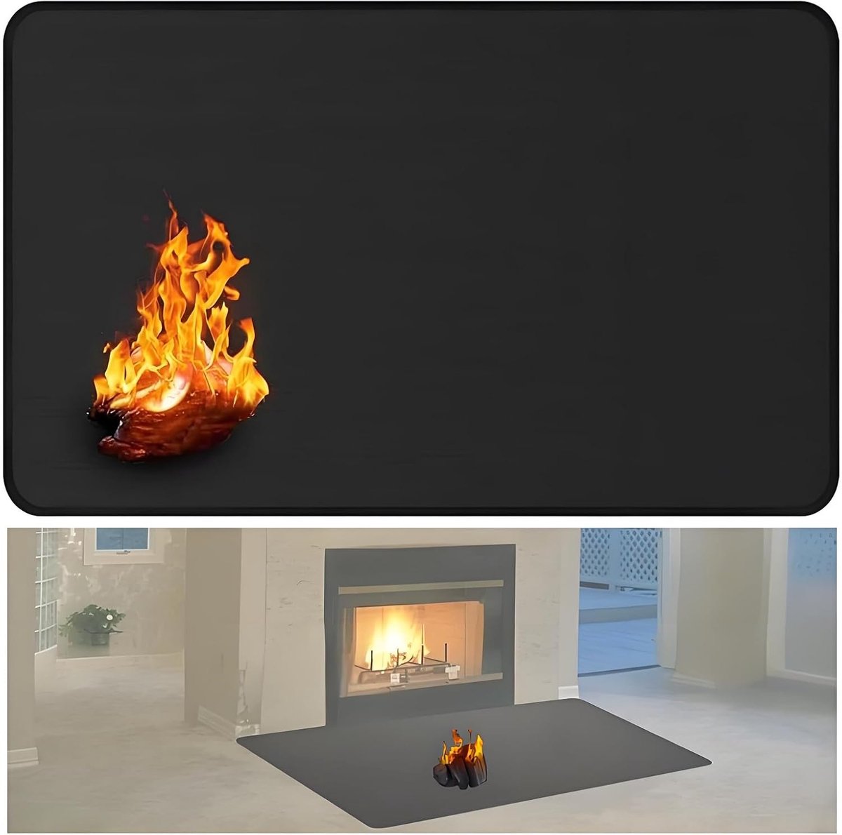 Vuurvaste haardmat 120x60cm - Dubbelzijdig silicone gecoat - Beschermt vloeren tegen vonken - Ideaal voor houtkachels - ShopVlot
