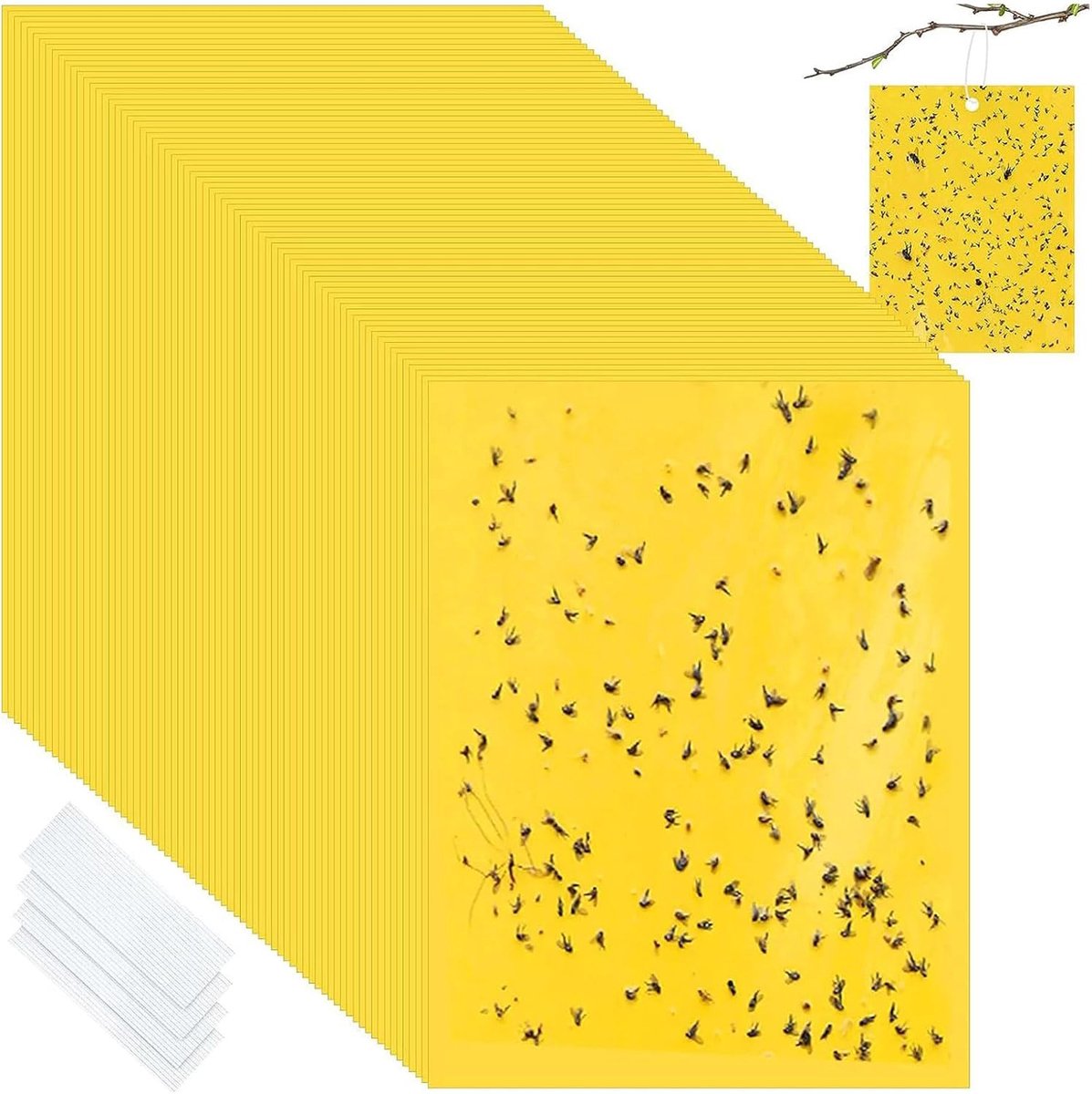 Vliegenval 50 x 15 cm - Gele dubbele plakstrip - Weerbestendig - Ideaal voor binnen en buiten - ShopVlot
