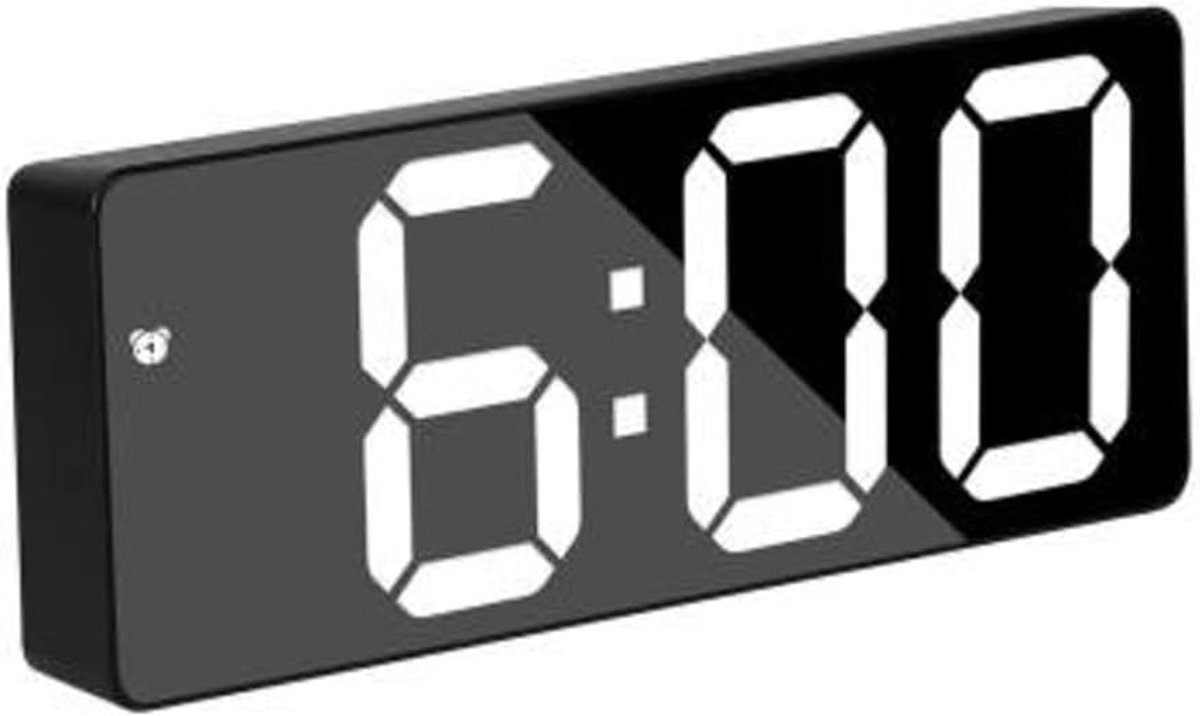 Digitale wekker met spiegel LED-display - temperatuurweergave - snooze-functie - handige USB-poort - ShopVlot