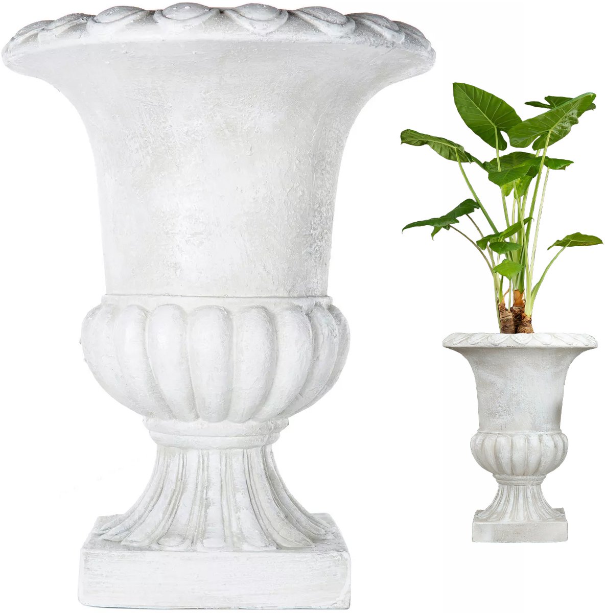 Grote Witte Vaas Pot XXL - Stijlvolle Bodem Pot voor Binnen & Buiten
