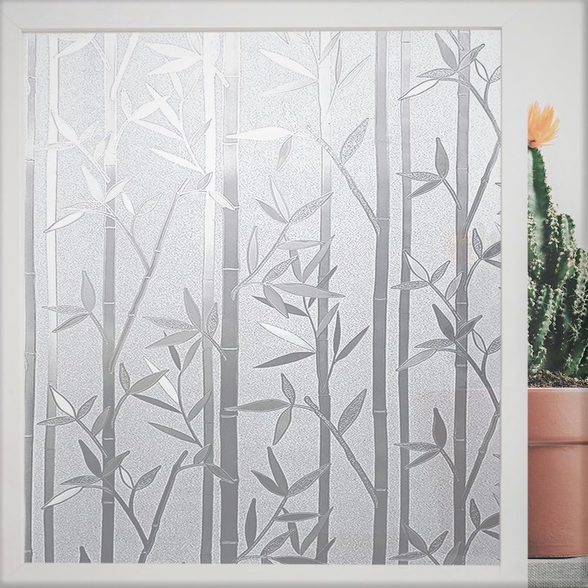 Raamfolie Privacy 30x200cm - Bamboe Design - Zelfklevend - Bescherming tegen UV-straling - m-winkel