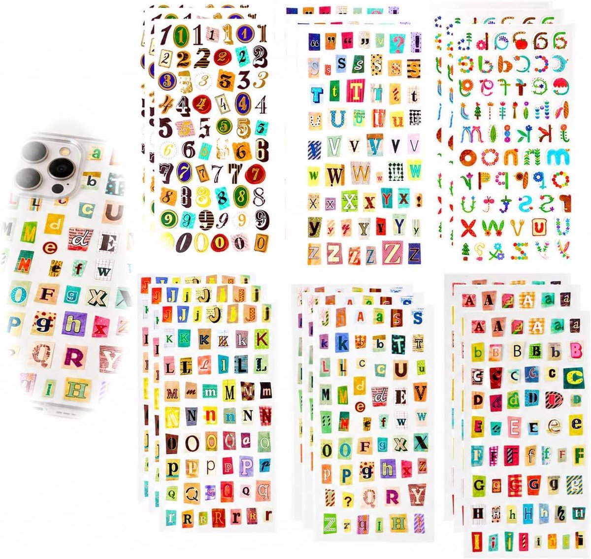 Vintage letterstickers 972 stuks - zelfklevend - retro design - perfect voor scrapbooks - ShopVlot