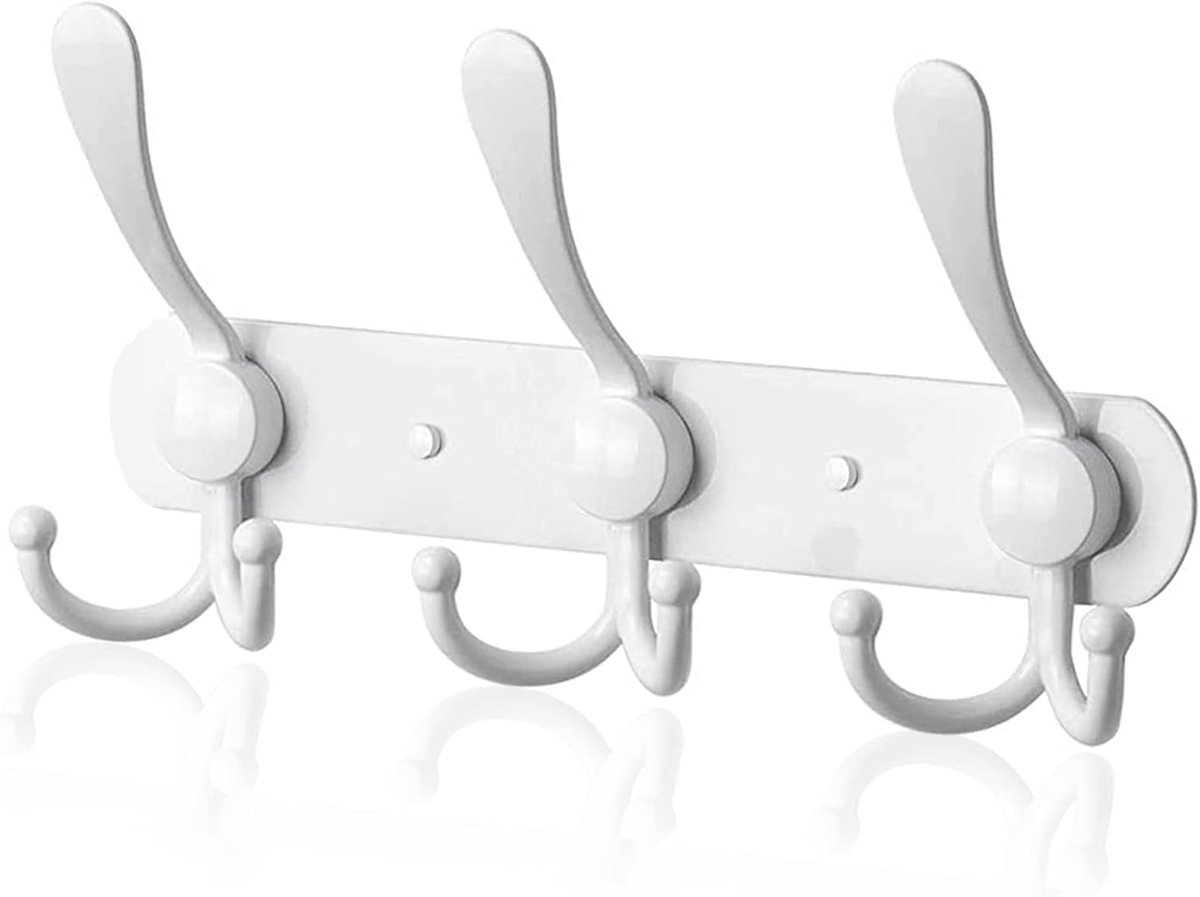 Kledinghaken met 3 ophangpunten - RVS - Vintage design - Ideaal voor jassen en handdoeken - ShopVlot