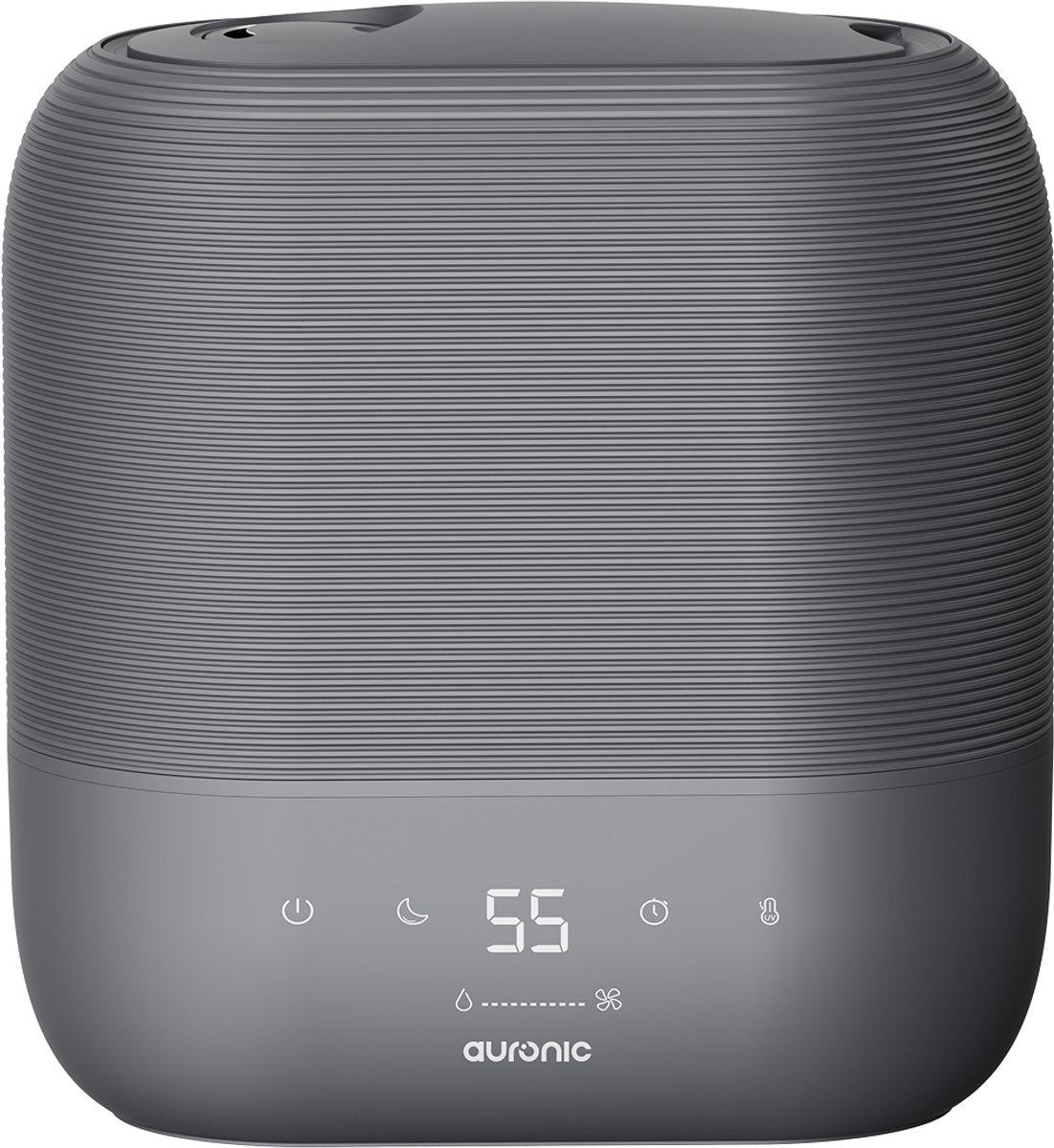 Auronic Luchtbevochtiger - 5L - Geschikt voor Slaapkamer, Babykamer, Kantoor, Woonkamer en Meer - Humidifier - BPA-Vrij - Antraciet