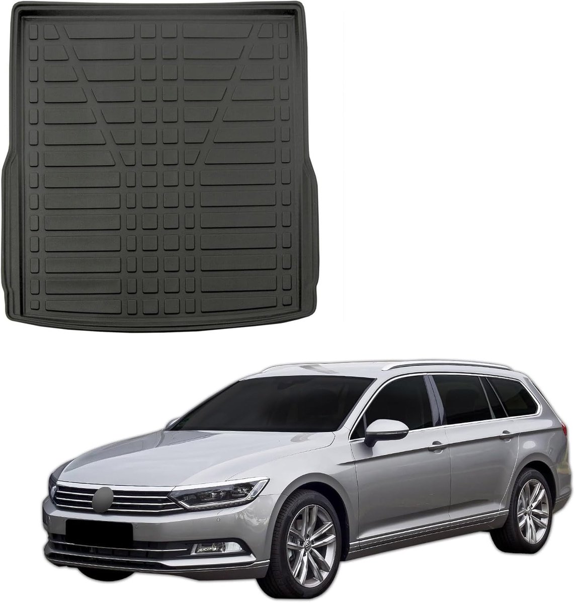 Kofferbakmat Passat B8 Combi - Hoge rand - Ribbelstructuur - Bescherming tegen vloeistoffen - ShopVlot
