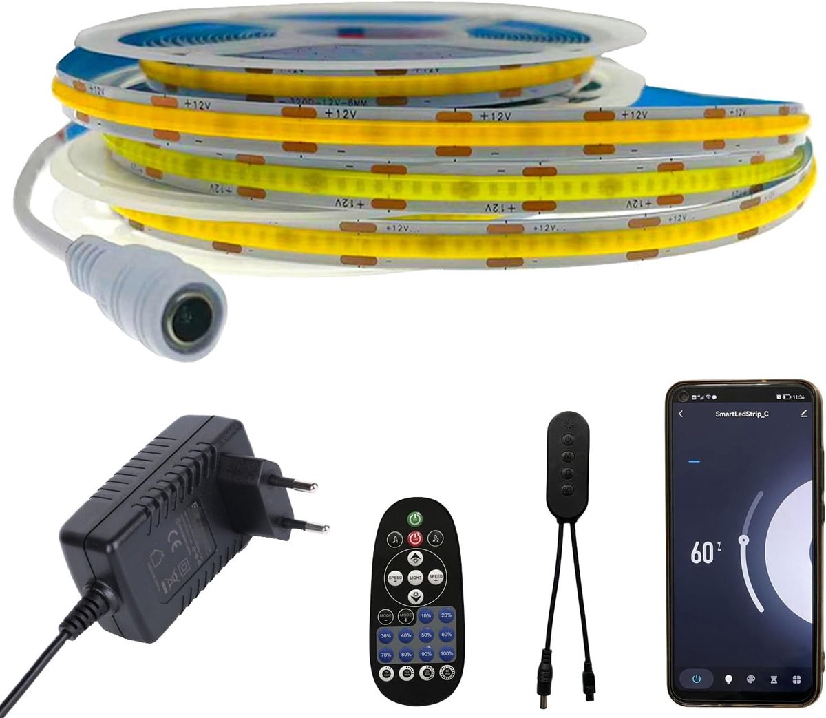 LED Strip 1m Warm Wit - Dimbaar - WIFI bestuurbaar - Ideaal voor sfeerverlichting - ShopVlot