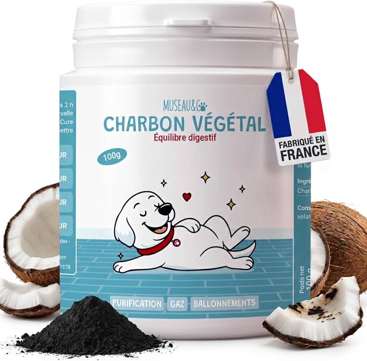 Houtskool voor honden en katten 100 g - poeder - natuurlijke detox - vermindert gasvorming - ShopVlot