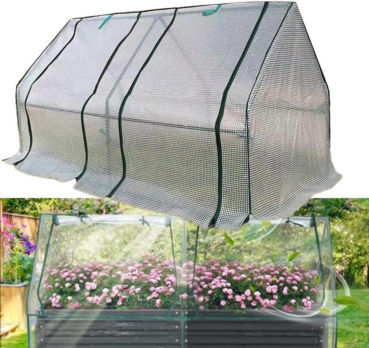 Mini Serre Cover - Beschermhoes Planten - Planten Groei - Met Ritsdeur - 180x90x90 cm - Wit