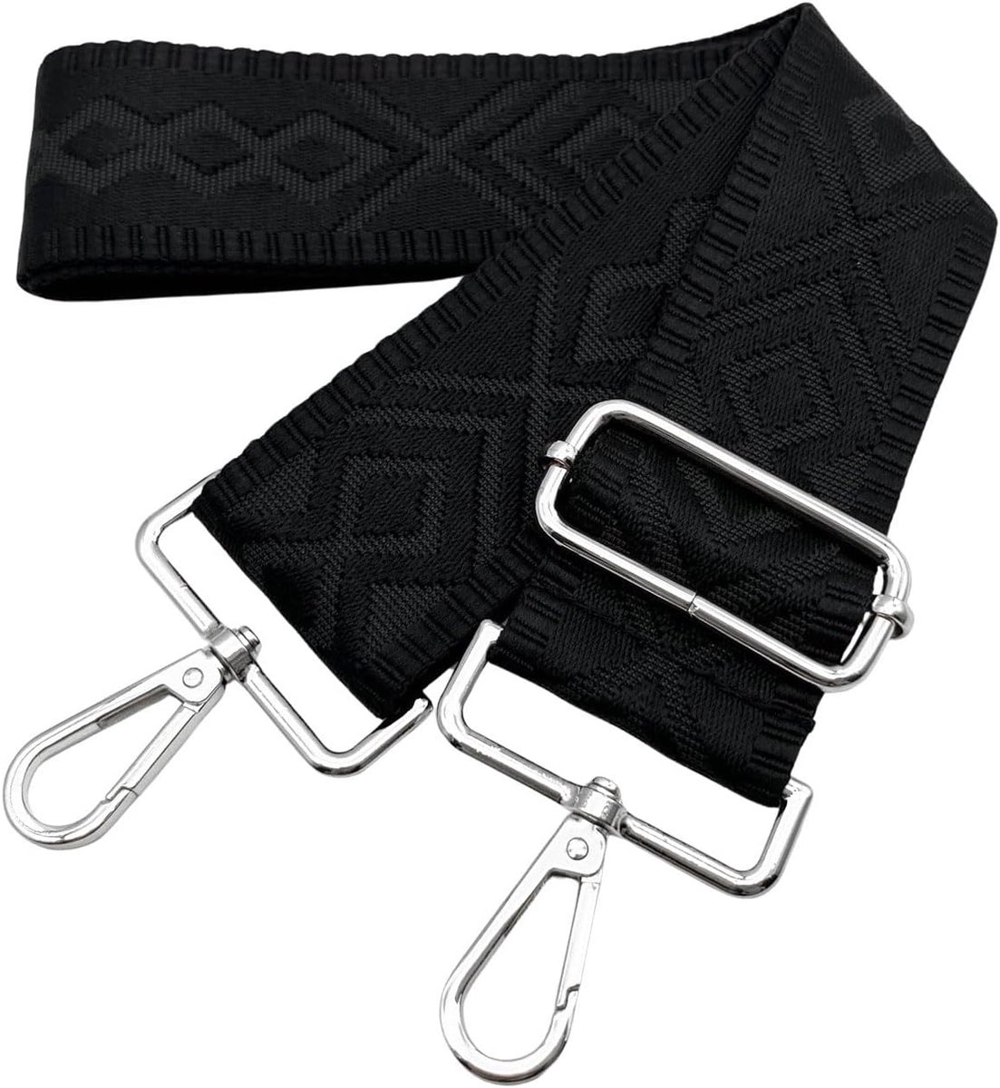 Schouderriem voor tas, brede riem, verstelbaar, verwisselbare handtas met zilveren gesp, voor dames, doe-het-zelf, accessoires, zwart, 5 cm, 01