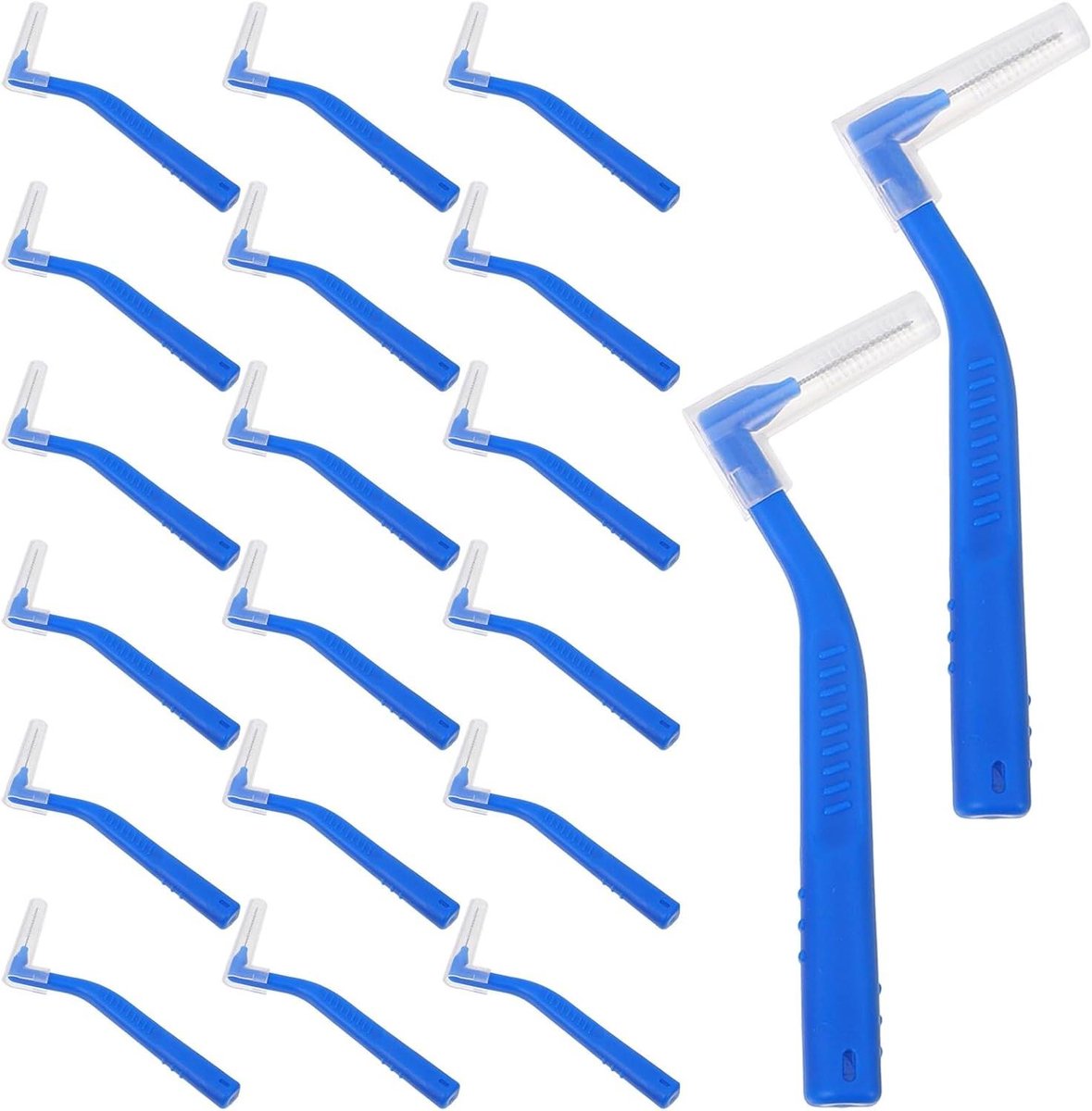 Beugelborstels - Interdentale reiniger Tand floss - Mondhygiëne - L-vormige schuine kop - 50 stuks - Blauw