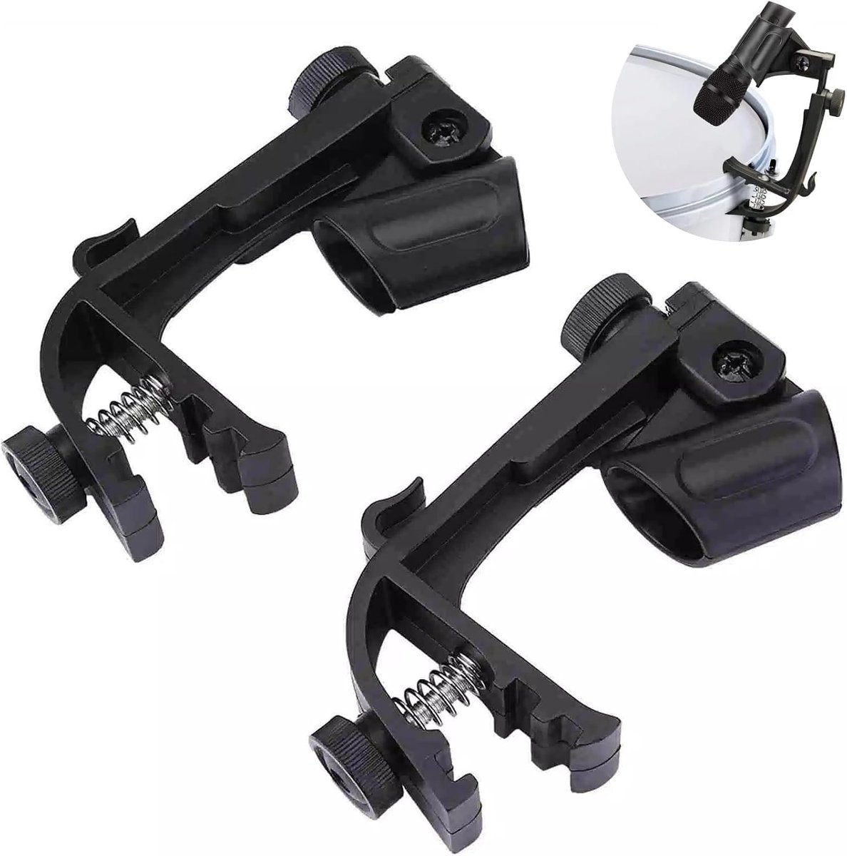 2 Stuks Drum Mircophone Clips Verstelbare Drum Microfoon Clips Houder Schokbestendige Snare Rims Klem Houder Universele Microfoon Clip voor Microfoon Klemmen Houder met Groove Gear