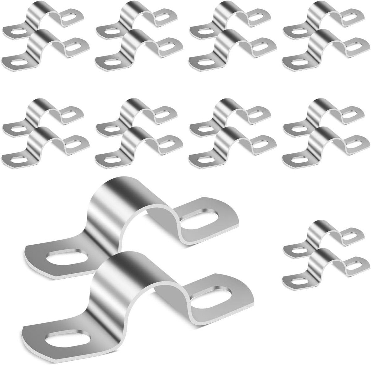 U-klemmen van 16 mm, dikte 1.3 mm | buisklem met twee gaten voor het bevestigen van gasleidingen, kabels en waterleidingen (20 stuks)