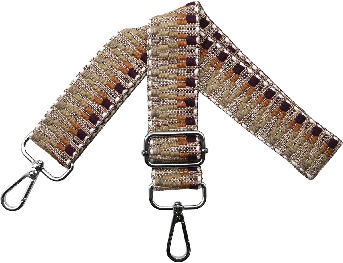 Tasriemen om te wisselen, verstelbare schouderriem voor tas, tasriem breed 3,8 cm, met zilveren karabijnhaak, schouderriem, tasband, draagriem voor handtassen, donker kaki, S13