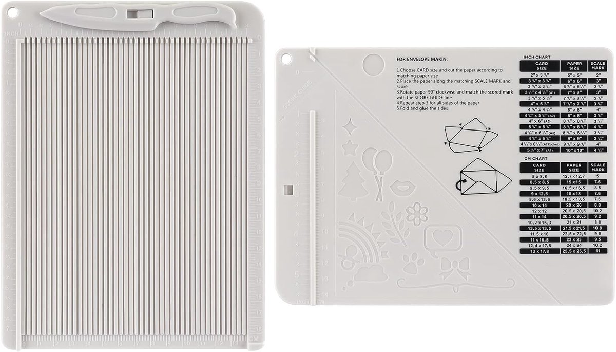 Mini Scoreboard Multi-Purpose Scoring & Envelop Making Board with Bone Map and Card Making Guide for Paper Crafts Art Projects
