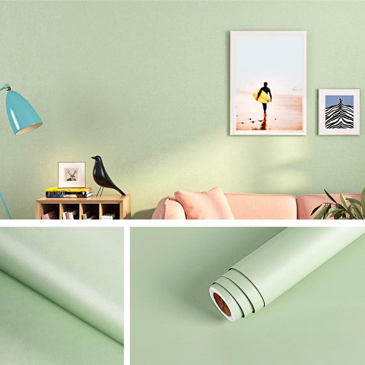 40CM X 5M Matte Green Contact Papier Voor Kasten Bureau Muren Licht Groen Schil En Stok Behang Voor Badkamer Jongens Kamer Kids Slaapkamer Keukenkast